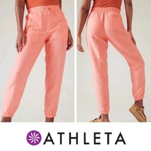 Athleta Linen Jogger Orange Pants. Size 8/T.